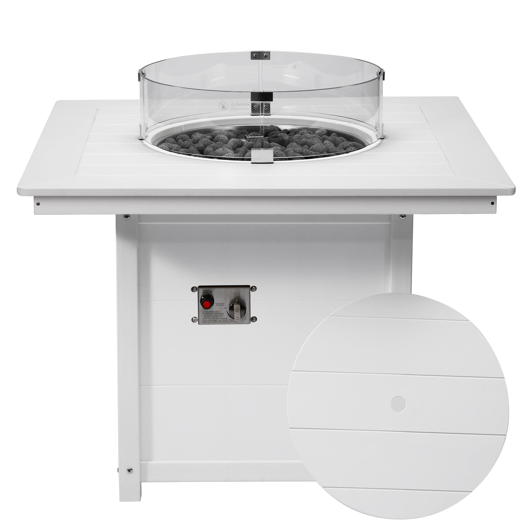 Helios Modern Outdoor Patio Propane 42" Square Fire Pit Table