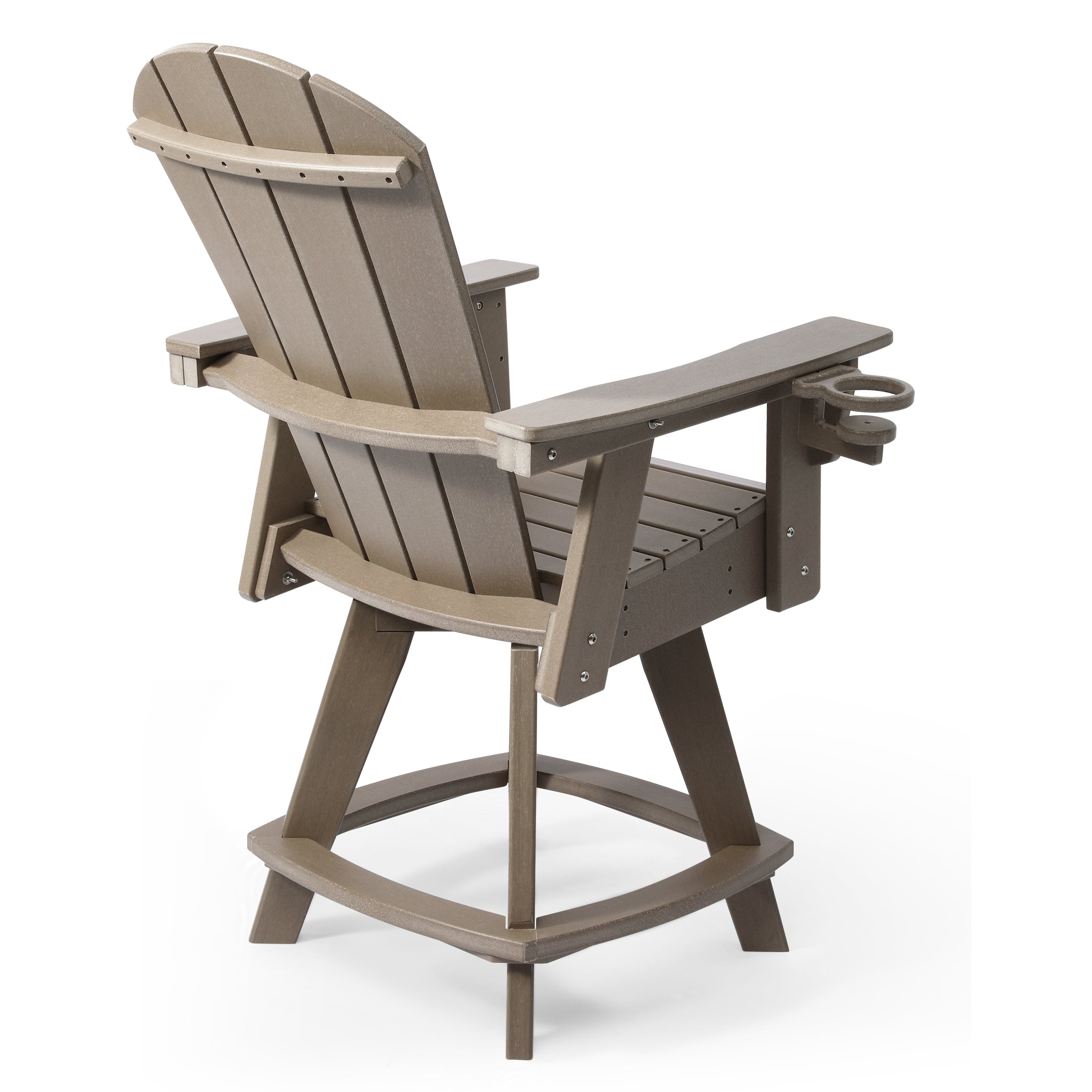 Malibu Outdoor HDPE Adirondack Swivel Counter Height Bar Chair With Cup Holder