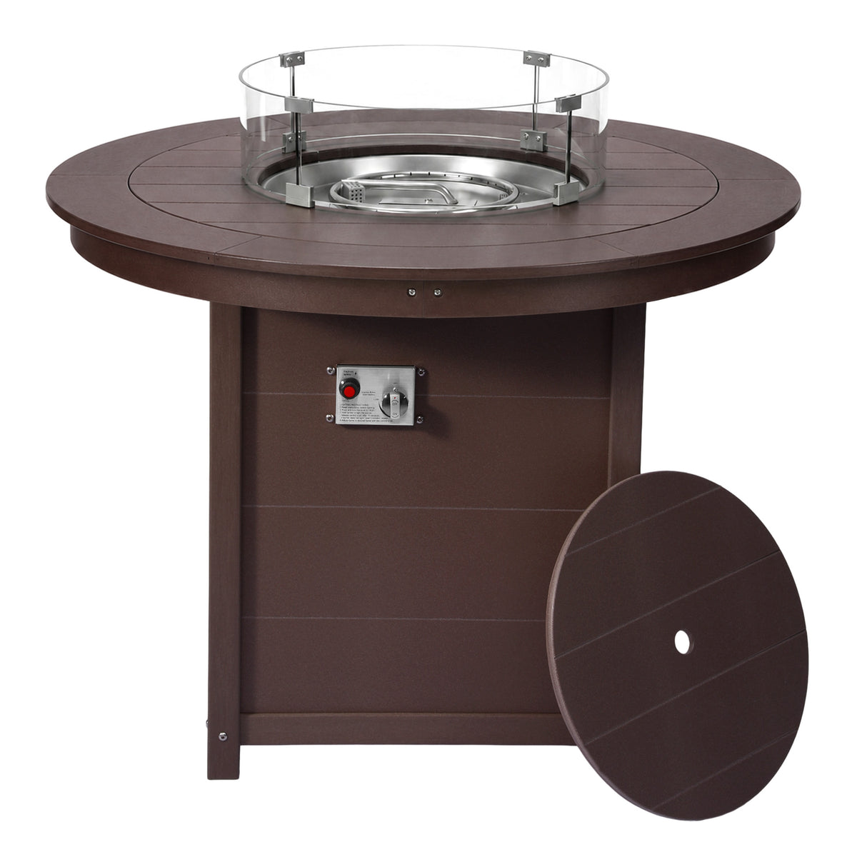 Helios 47" Modern Outdoor Patio Propane Round Counter Height Fire Pit Table