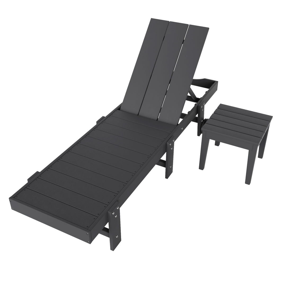 Ashore 2 Piece Modern Poly Reclining Chaise Lounge With Wheels