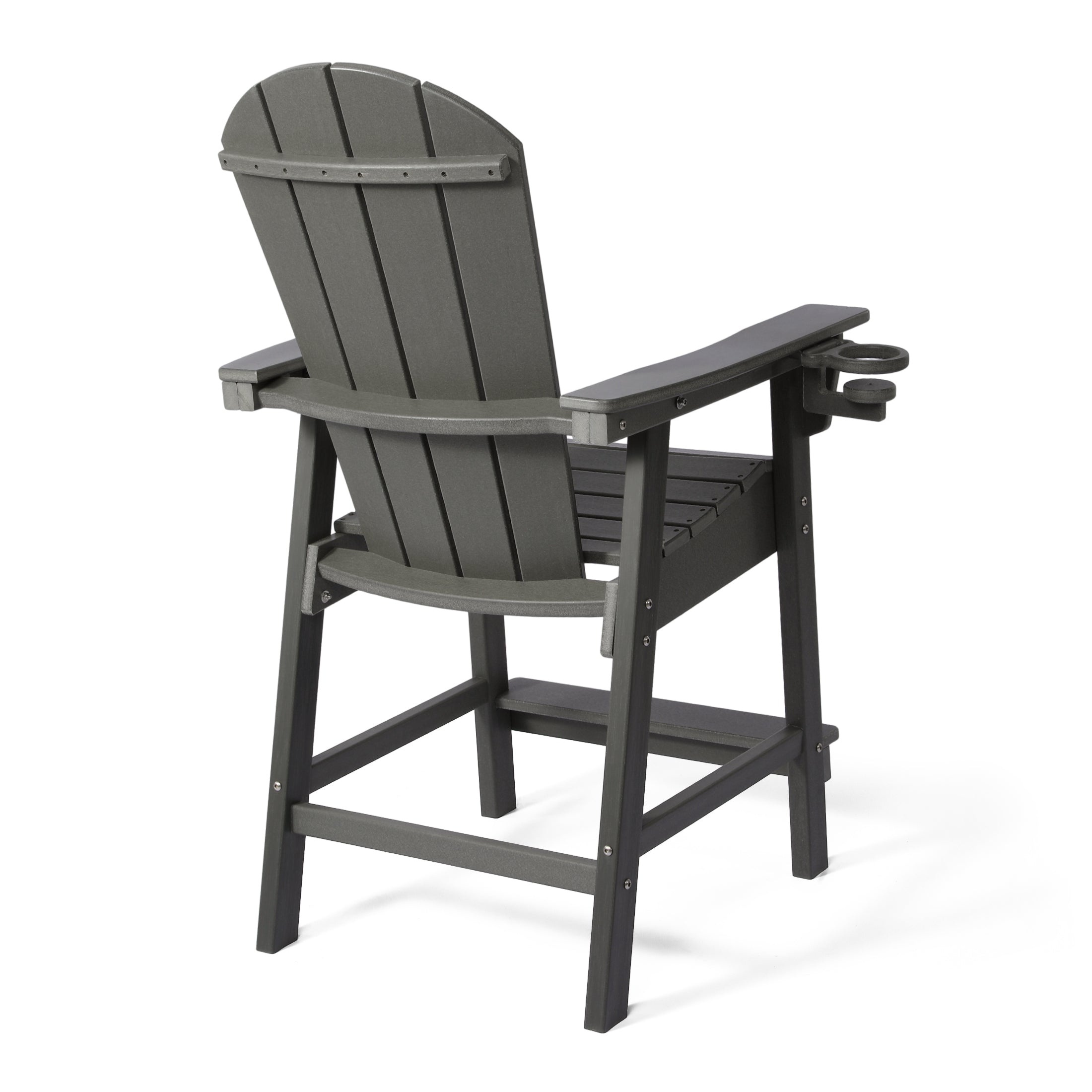 Malibu Outdoor HDPE  Tall Adirondack Counter Height Bar Chair With Cup Holder