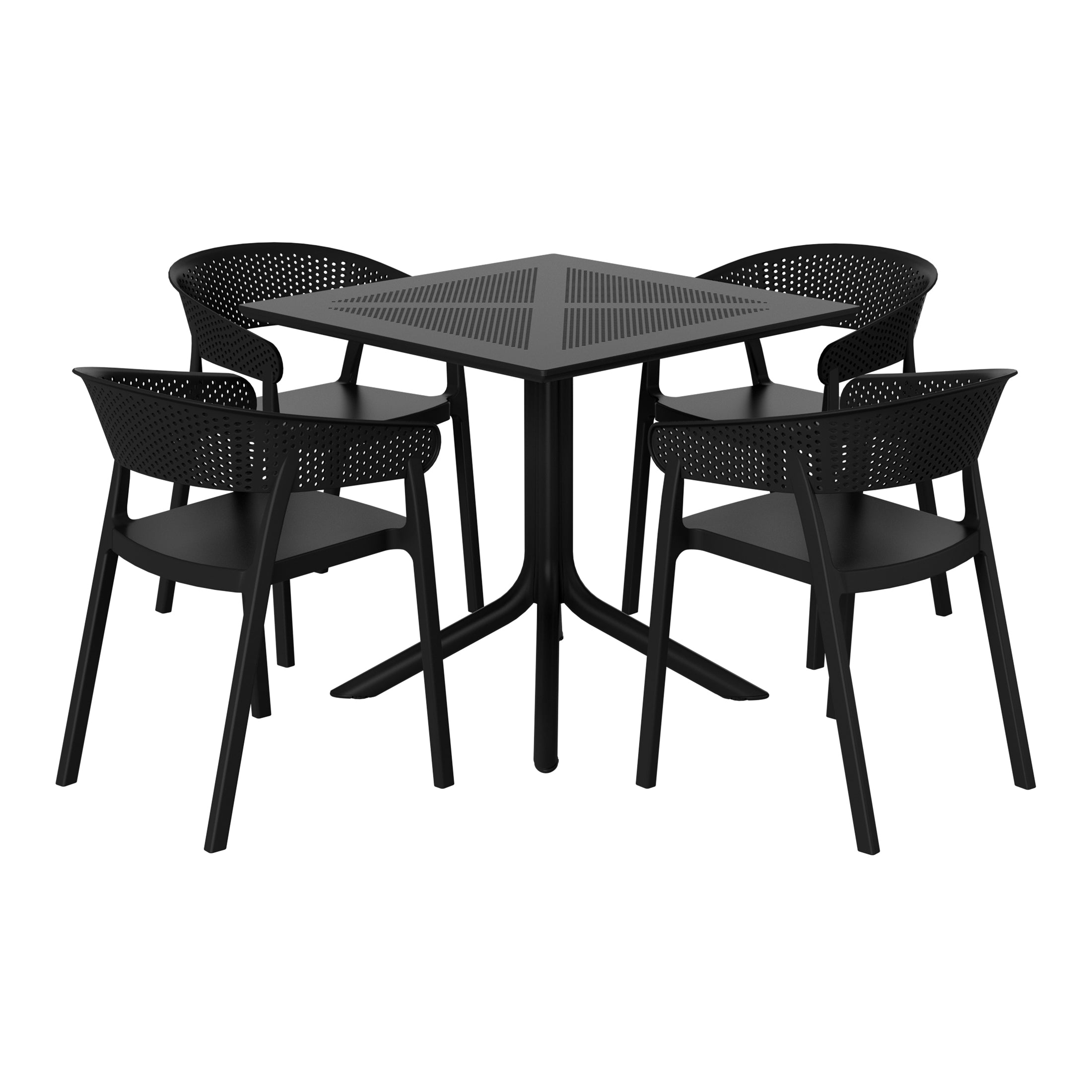 Playa 5-Piece Modern Patio Square Dining Table Set with Stackable Patio Dining Chairs