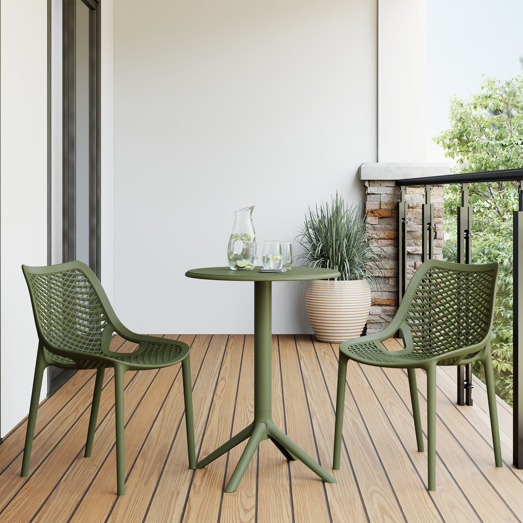 Playa 3-Piece Outdoor Resin Patio Bistro Set with Stackable Patio Dining Side Chairs