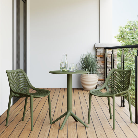 Playa 3-Piece Outdoor Resin Patio Bistro Set with Stackable Patio Dining Side Chairs
