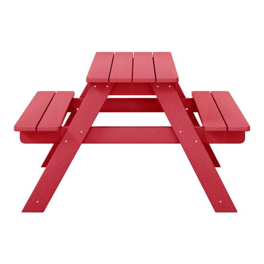Malibu Outdoor Patio Kids HDPE Plastic Picnic Bench Table