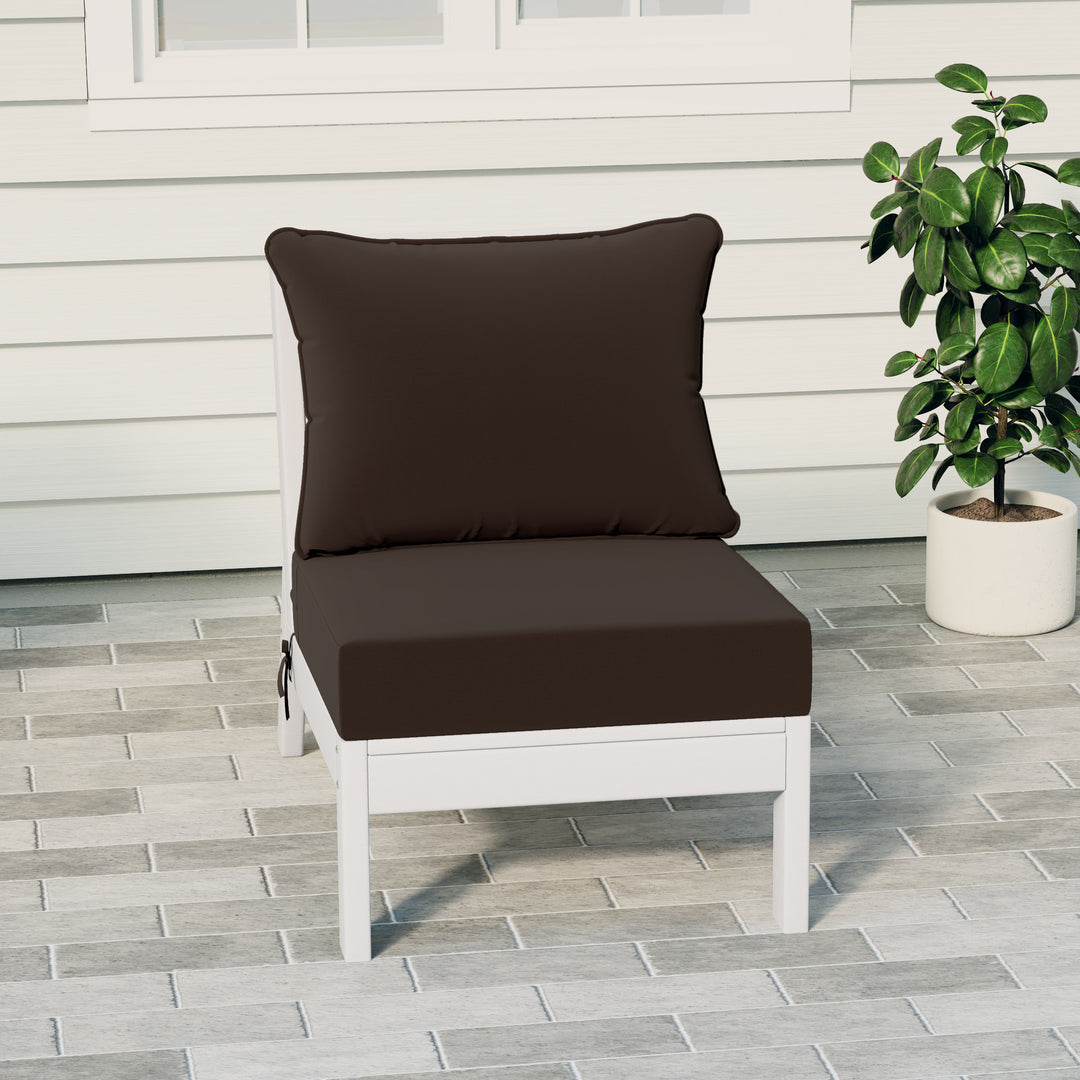 Avalon Outdoor HDPE Deep Seating Modular Armless Patio Chair with Patio Cushions