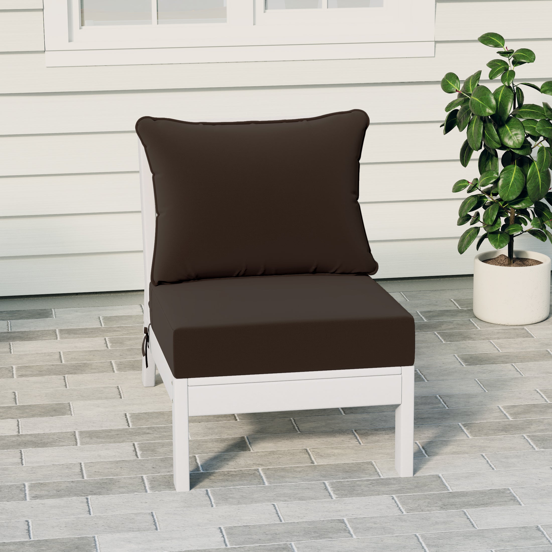 Avalon Outdoor HDPE Deep Seating Modular Armless Patio Chair with Patio Cushions