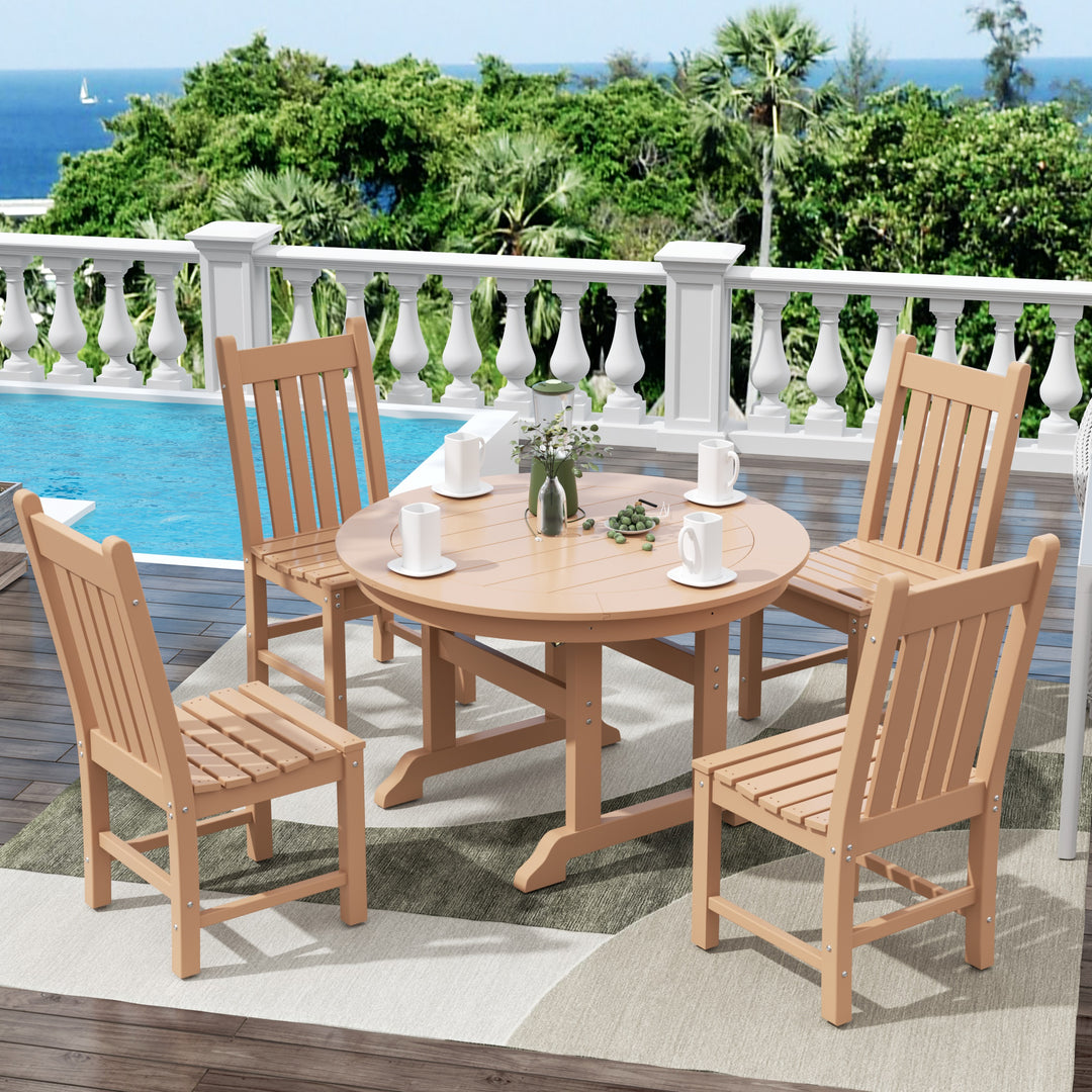 Malibu 5 Piece Outdoor Patio Dining Set Outdoor Round Table and Chair Set