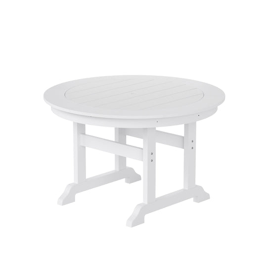 Malibu 5-Piece HDPE Round Patio Dining Table Set with Foldable Chairs