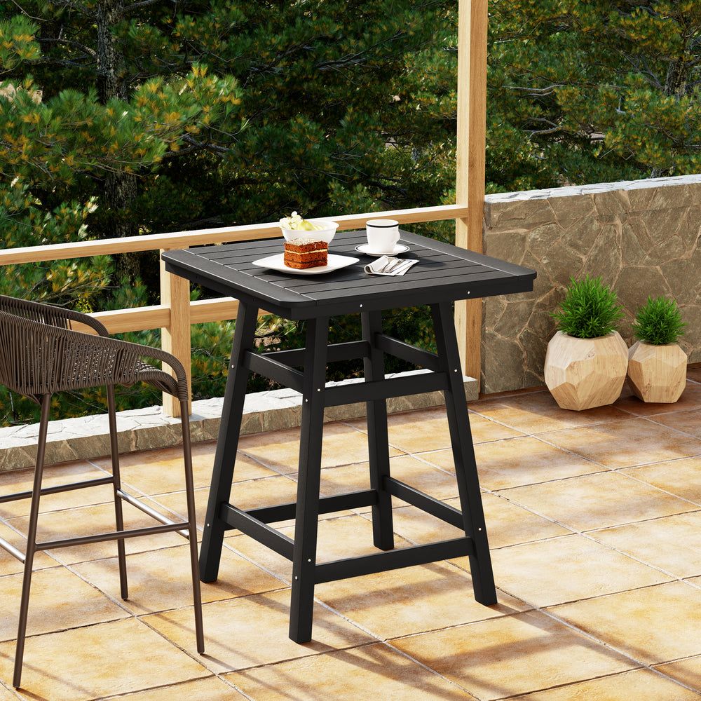 Malibu 30" Square Outdoor Patio Counter High Bistro Bar Table With Umbrella Hole