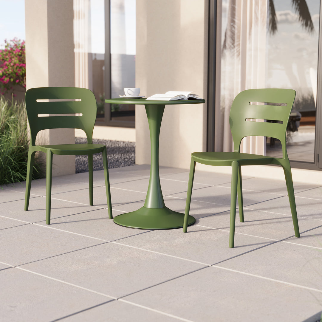 Playa Outdoor Modern Stackable Plastic Patio Dining Side Chairs (Set of 2)