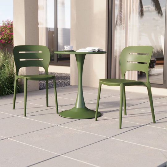 Playa Outdoor Modern Stackable Plastic Patio Dining Side Chairs (Set of 2)