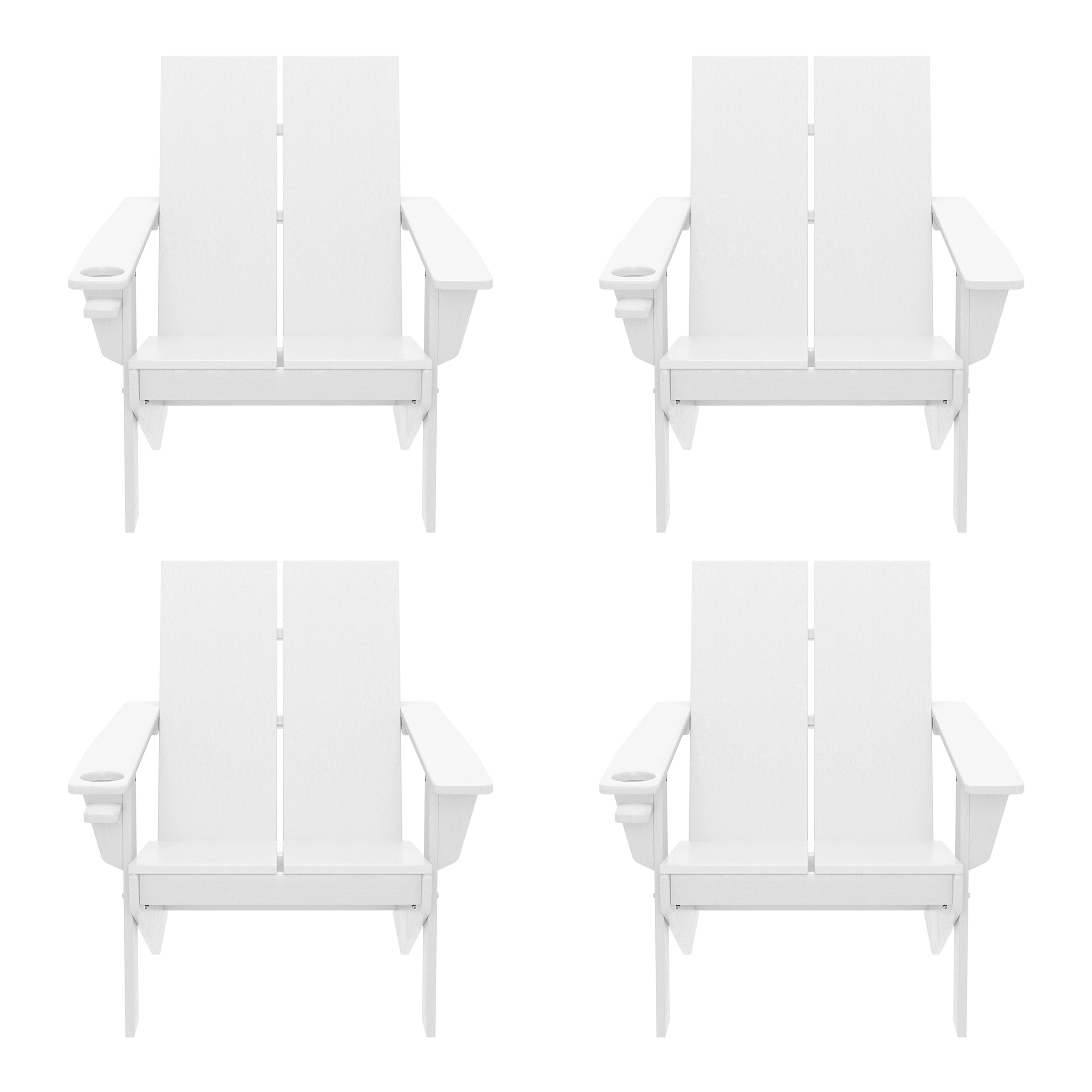 Riviera Outdoor HDPE Modern Adirondack Chair with Cup Holder (Set of 4)