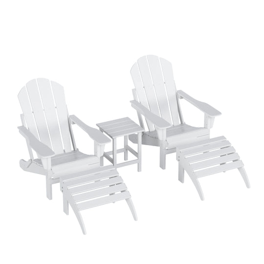 Malibu Westintrends 5-Piece set classic Adirondack chairs with ottoman and a small coffee table (2 seater)