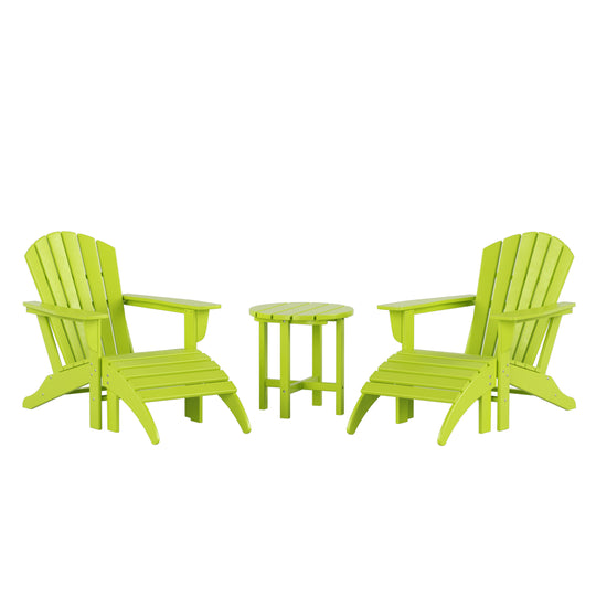 Dylan Outdoor Adirondack Chair With Ottoman And Side Table 5-Piece Set