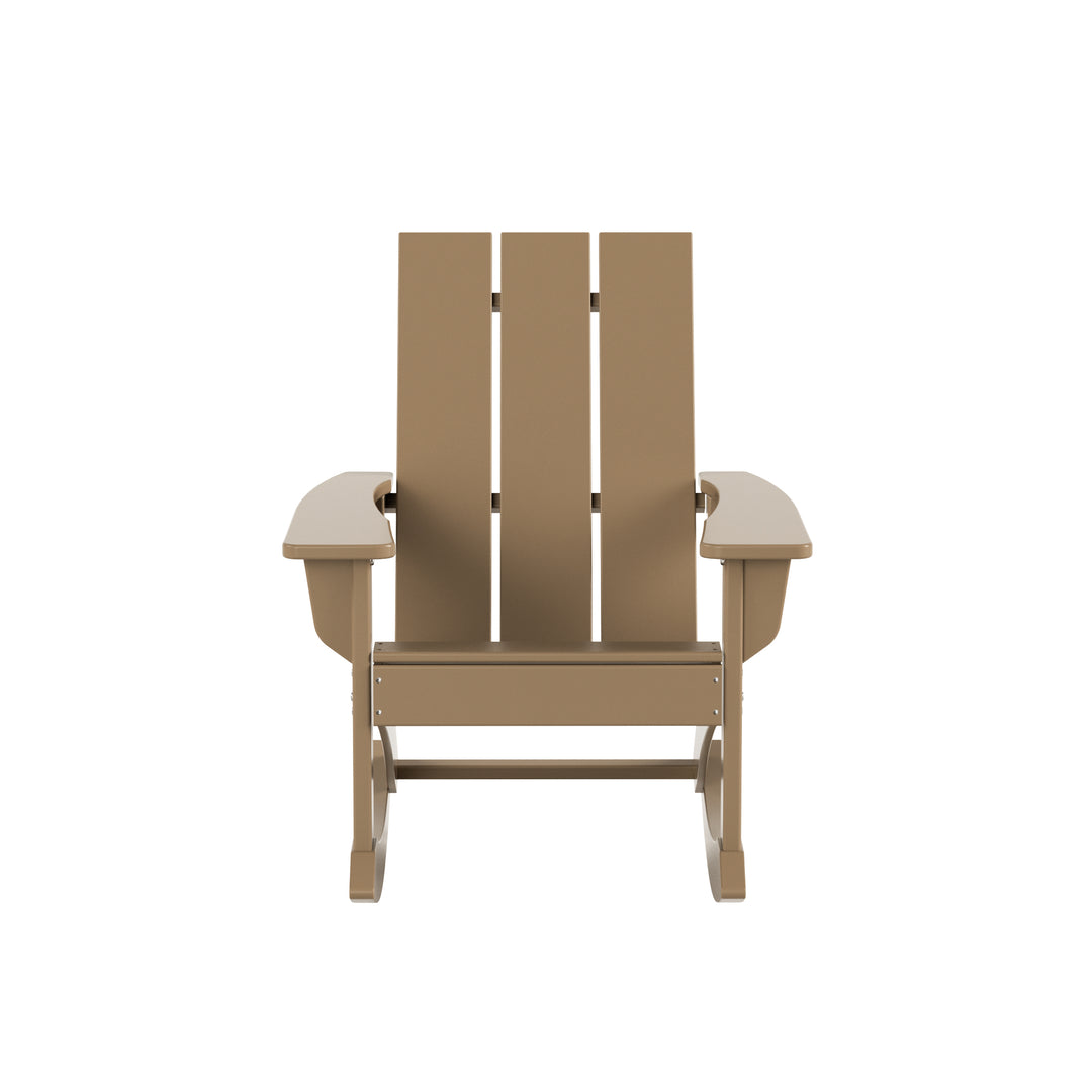 Ashore 2-Piece Modern Rocking Poly Adirondack Chair With Side Table Set