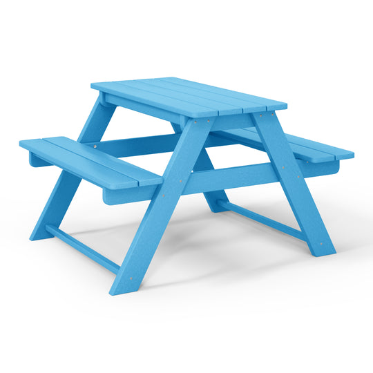 Malibu Outdoor Patio Kids HDPE Plastic Picnic Bench Table