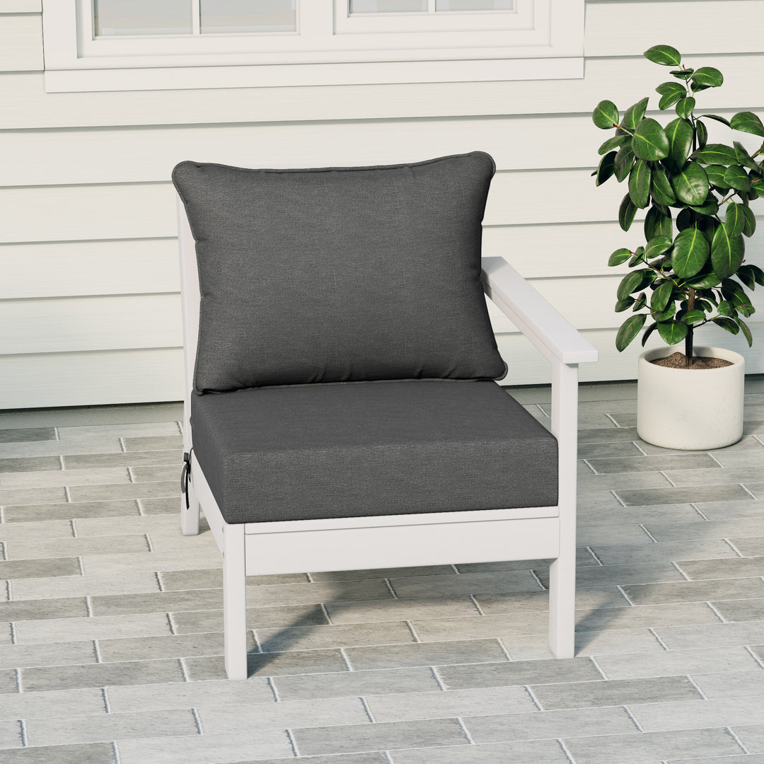 Avalon Outdoor Patio HDPE Right Arm Sectional Corner Club Chair with Patio Cushions