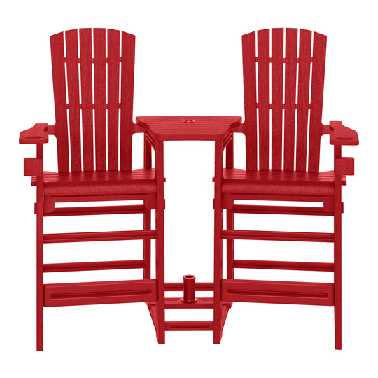 Azura Outdoor Tall Adirondack Chairs With Connecting Table Tray (Set of 2)