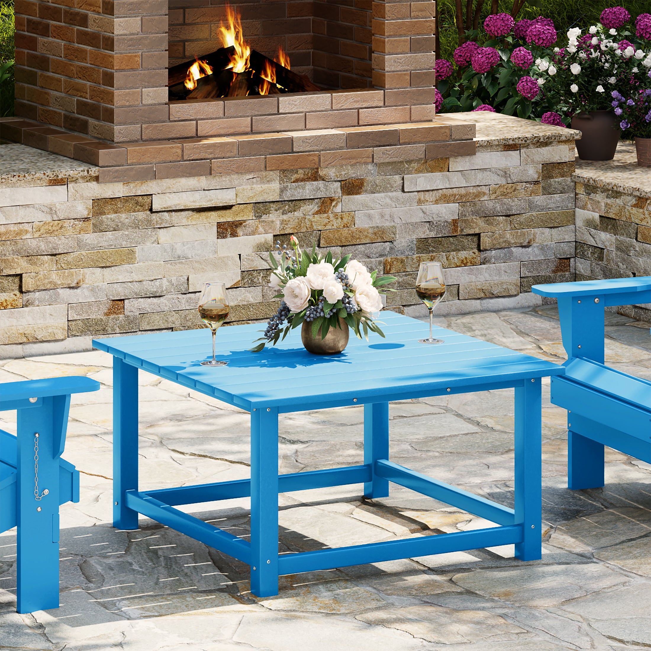 Malibu Low Outdoor HDPE Square Patio Coffee Table