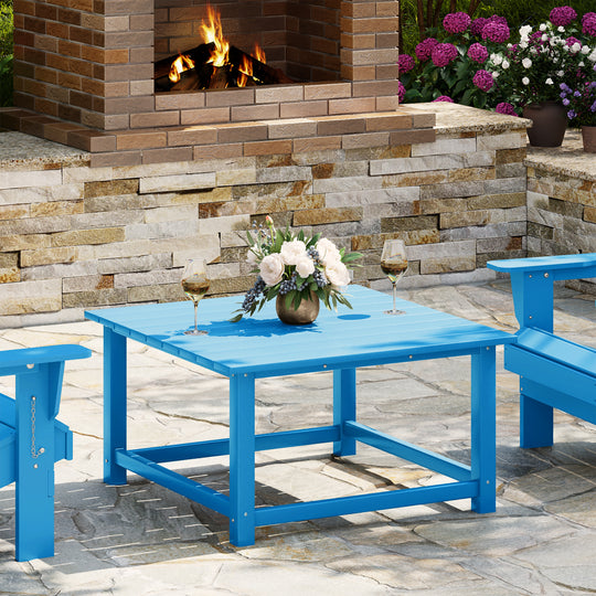 Malibu Low Outdoor HDPE Square Patio Coffee Table