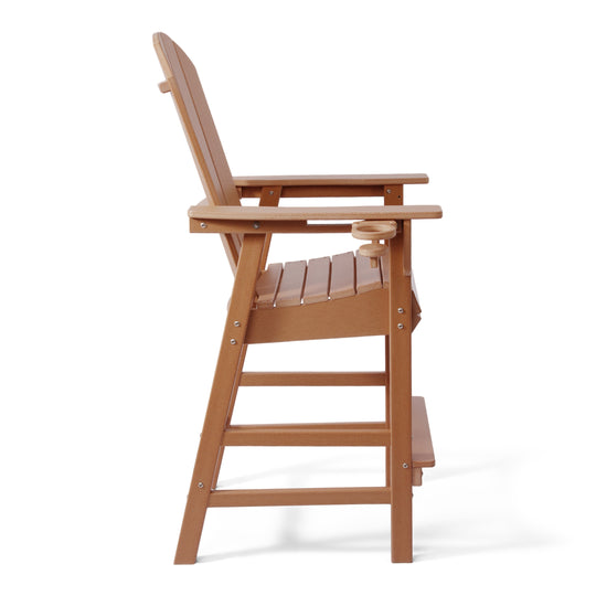 Malibu Outdoor HDPE Tall Adirondack Bar Height Chair With Cup Holder