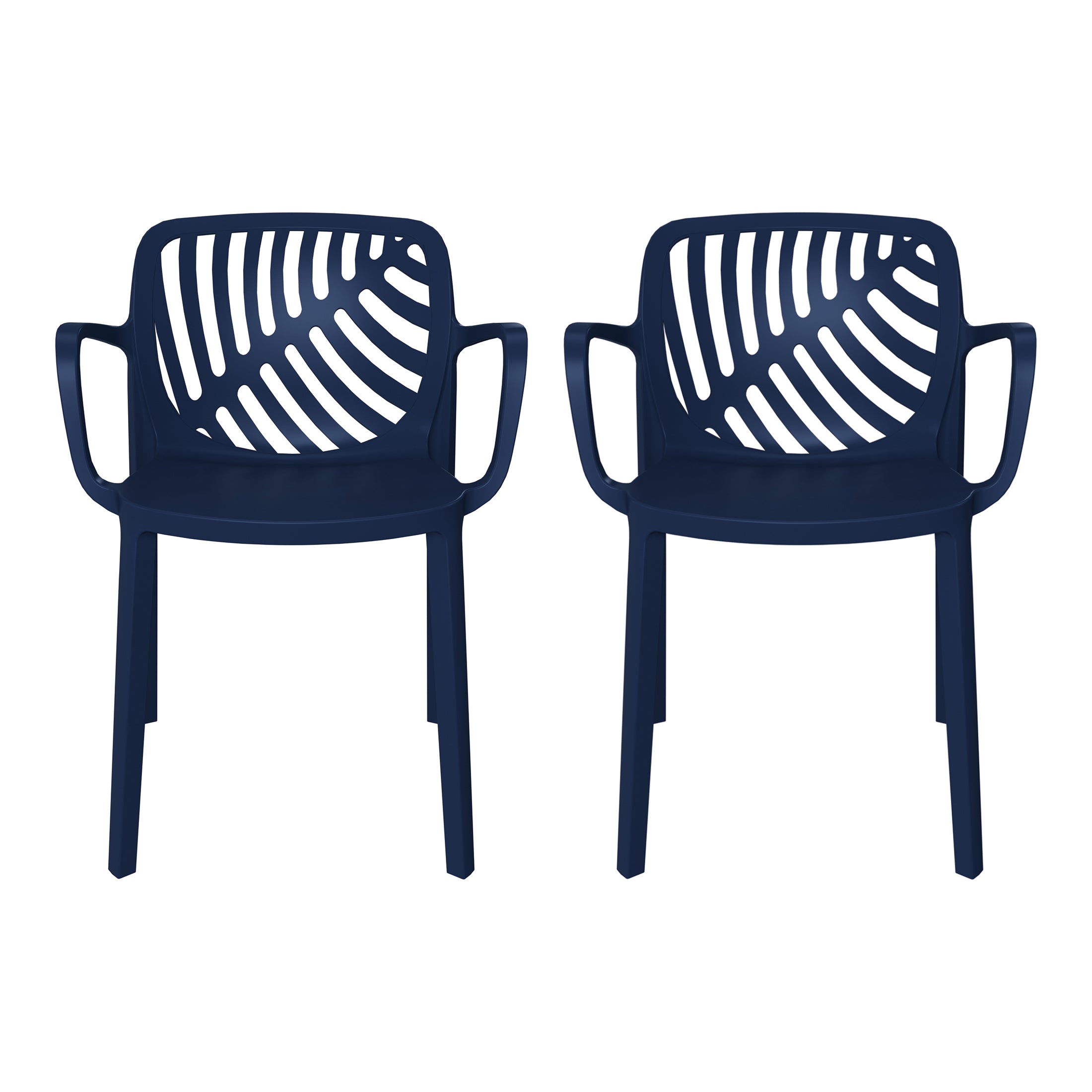 Playa Outdoor Modern Stackable Patio Dining Armchairs (Set of 2)