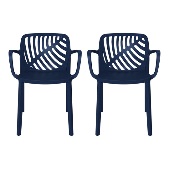 Playa Outdoor Modern Stackable Patio Dining Armchairs (Set of 2)