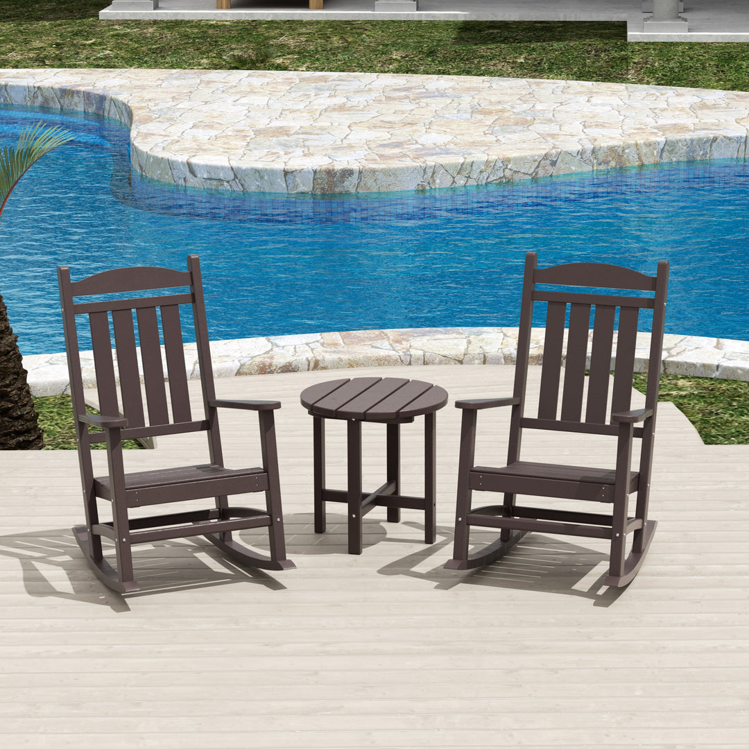 Malibu 3-Piece set Outdoor / Patio rocking chairs with a side table ( 2 seater )