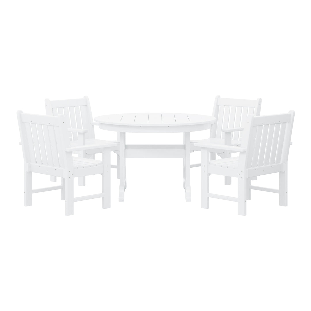 Malibu 5-Piece HDPE Outdoor Patio Chair and Round Table Dining Set