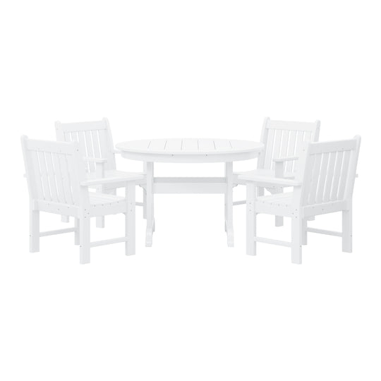 Malibu 5-Piece HDPE Outdoor Patio Chair and Round Table Dining Set