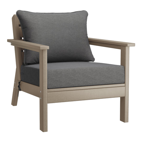 Avalon Outdoor Modern HDPE Patio Club Chairs with Deep Seat Cushions (Set of 2)