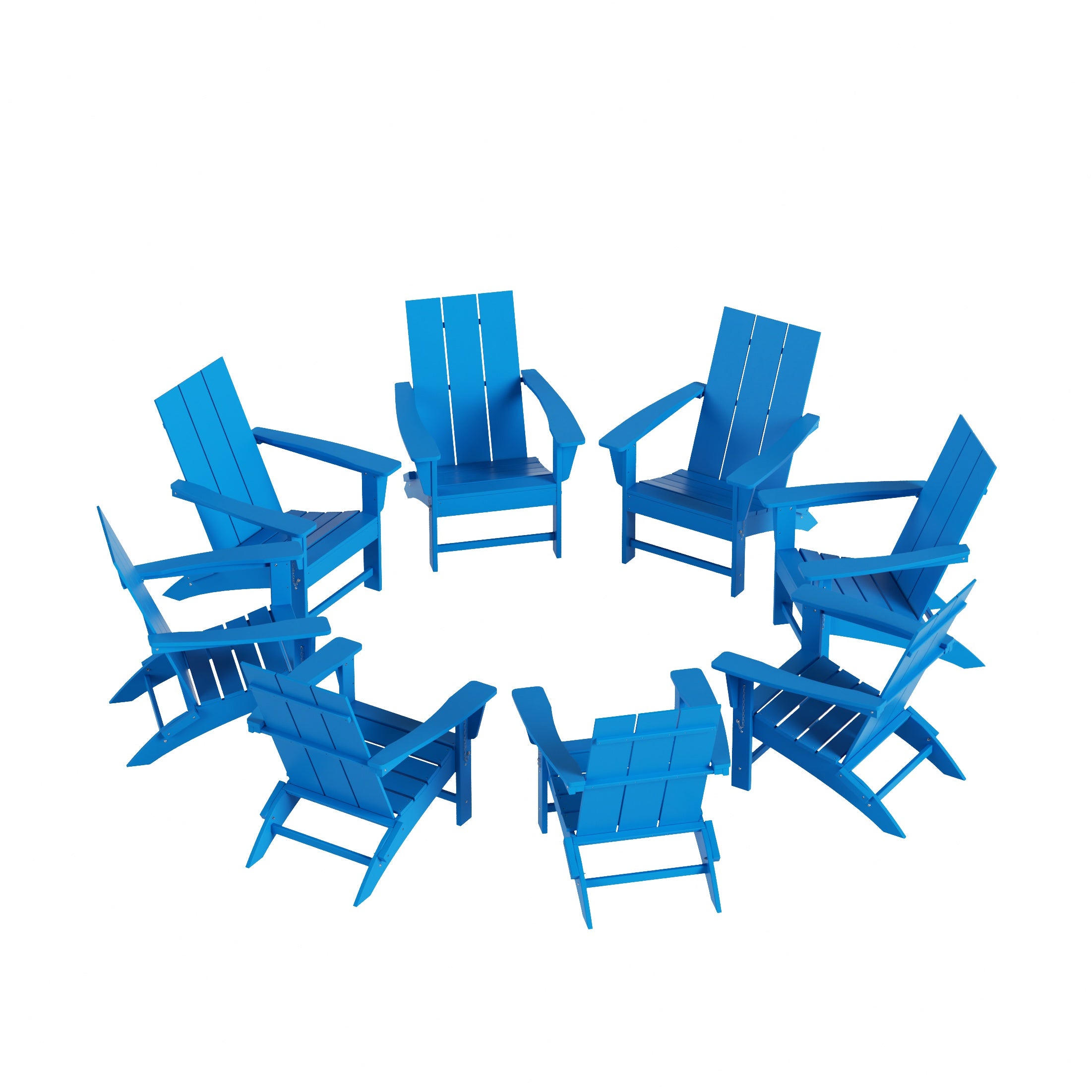 Ashore Modern Poly Folding Adirondack Chair Set (Set of 8)