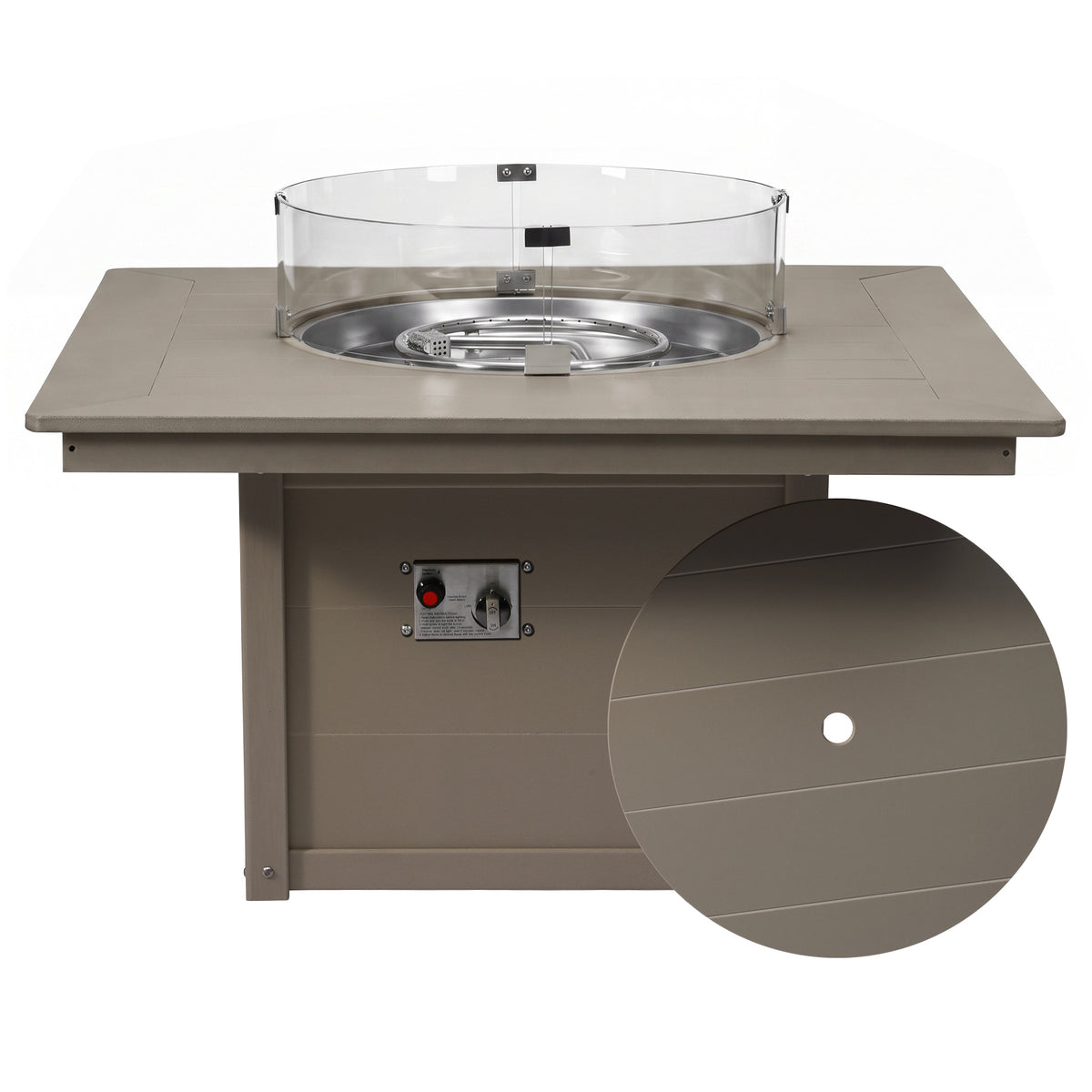 Helios 42" Modern Outdoor Patio Propane Square Fire Pit Table