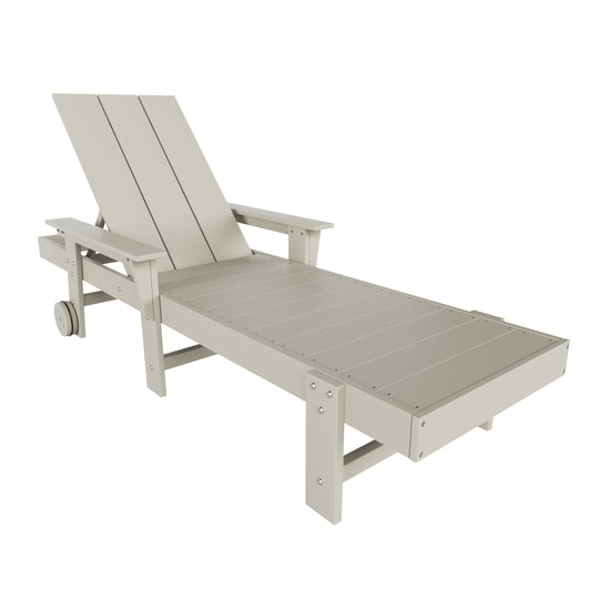 Ashore Modern Reclining Chaise Lounge With Arms & Wheels