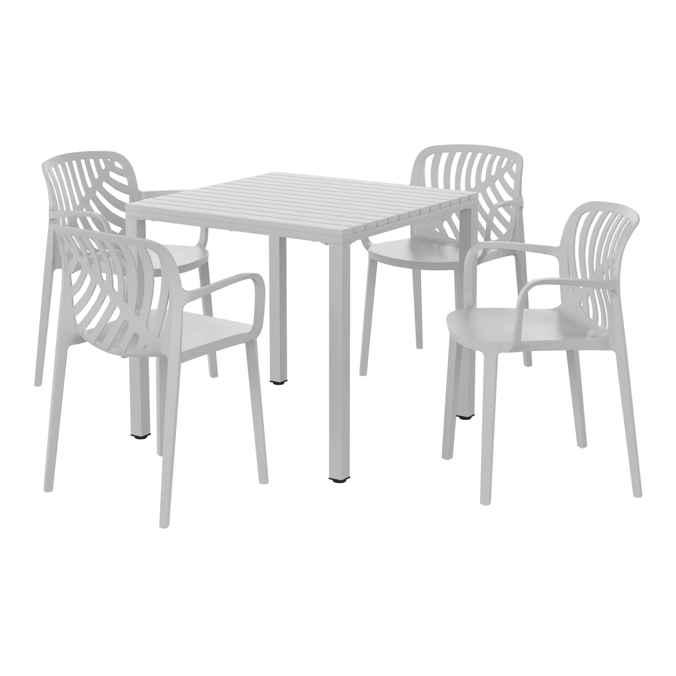 Playa 5-Piece Outdoor Square Dining Table Patio Set with Stackable Patio Dining Chairs