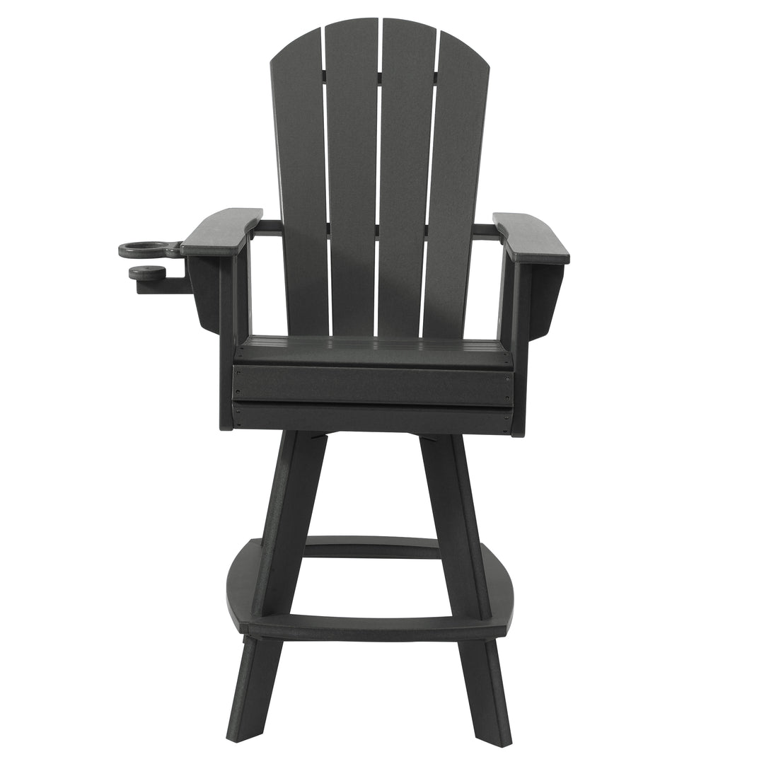 Malibu Outdoor HDPE Swivel Adirondack Bar Height Chair With Cup Holder