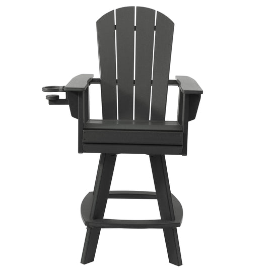Malibu Outdoor HDPE Swivel Adirondack Bar Height Chair With Cup Holder