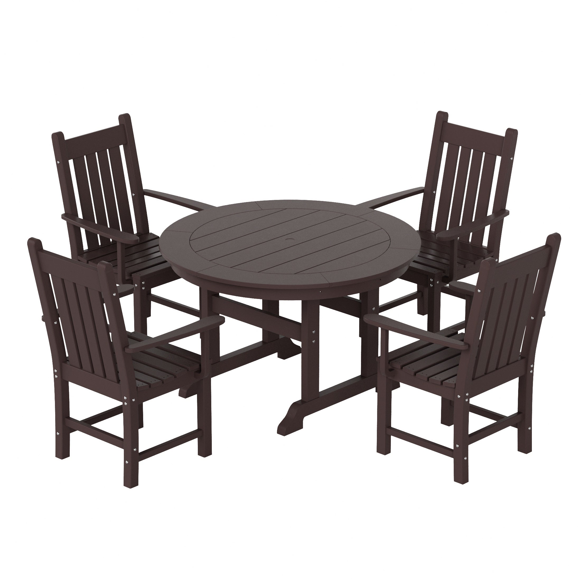 Malibu 5 Piece Outdoor Patio Dining Set Outdoor Round Table and Armchair Set