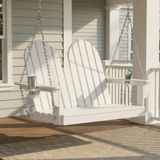St. Augustine 4ft Outdoor HDPE Poly Farmhouse Hanging Porch Swing With Cup Holders