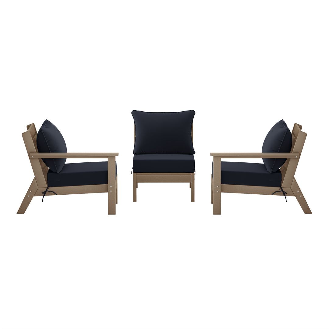 Avalon Outdoor Patio HDPE Sectional Sofa with Patio Cushions