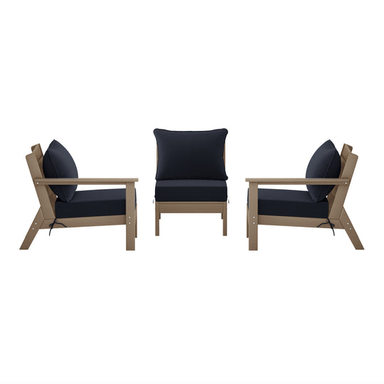 Avalon Outdoor Patio HDPE Sectional Sofa with Patio Cushions