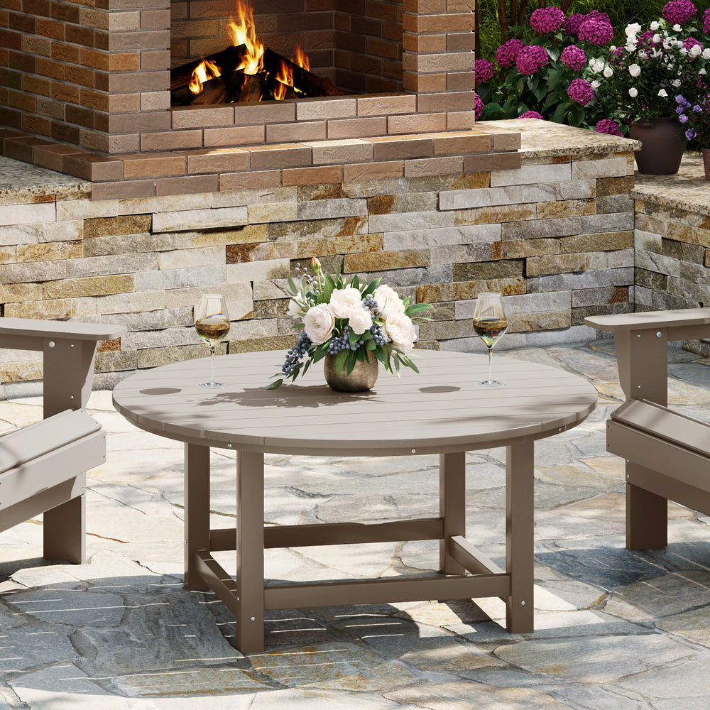 Malibu Low Outdoor HDPE Round Patio Coffee Table