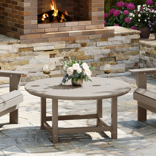 Malibu Low Outdoor HDPE Round Patio Coffee Table