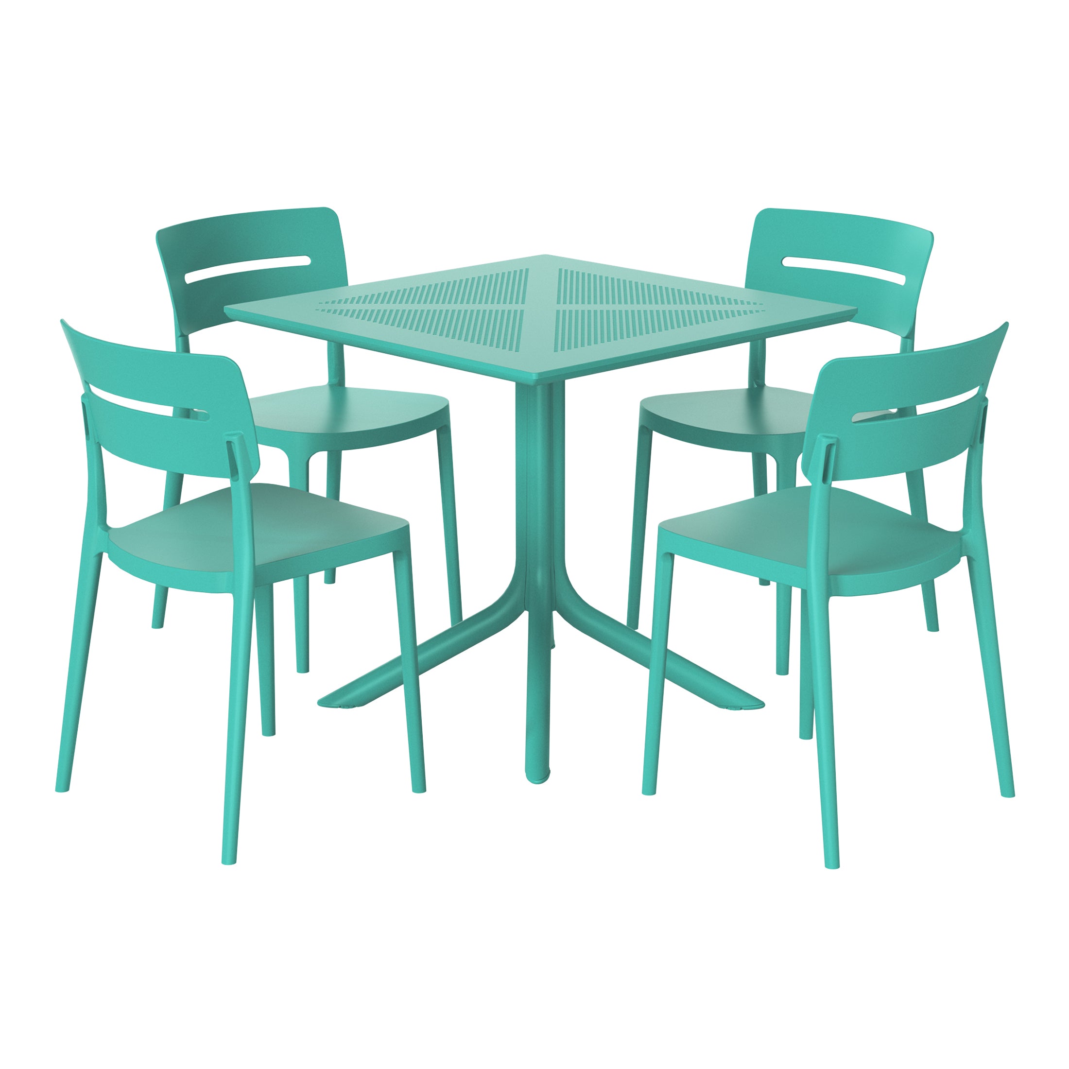 Playa Modern 5-Piece Resin Patio Dining Table Set with Stackable Patio Dining Chairs