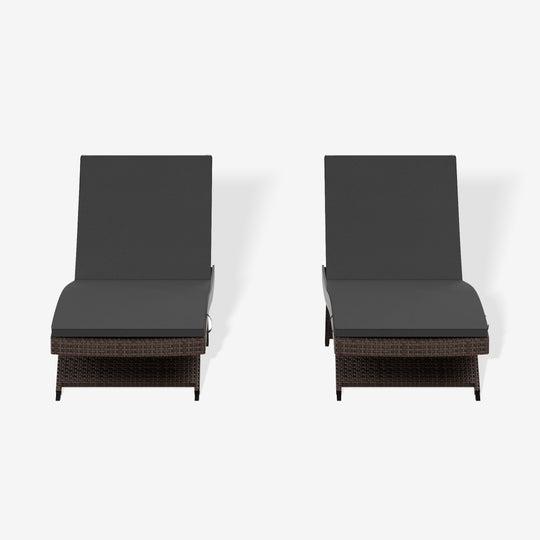 Somerset Brown Rattan Wicker Outdoor Patio Chaise Lounge with Cushion (Set of 2)