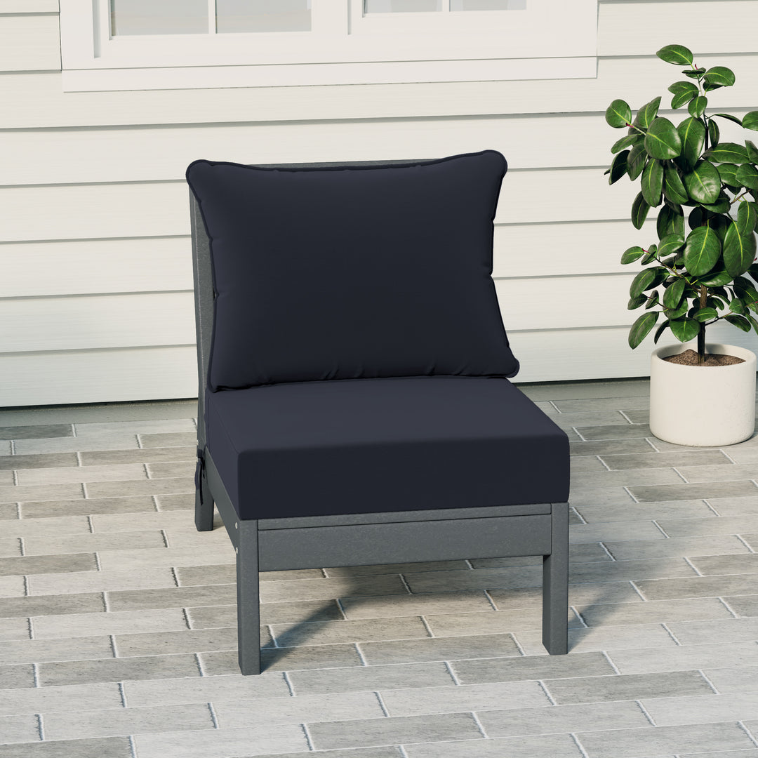 Avalon Outdoor HDPE Deep Seating Modular Armless Patio Chair with Patio Cushions