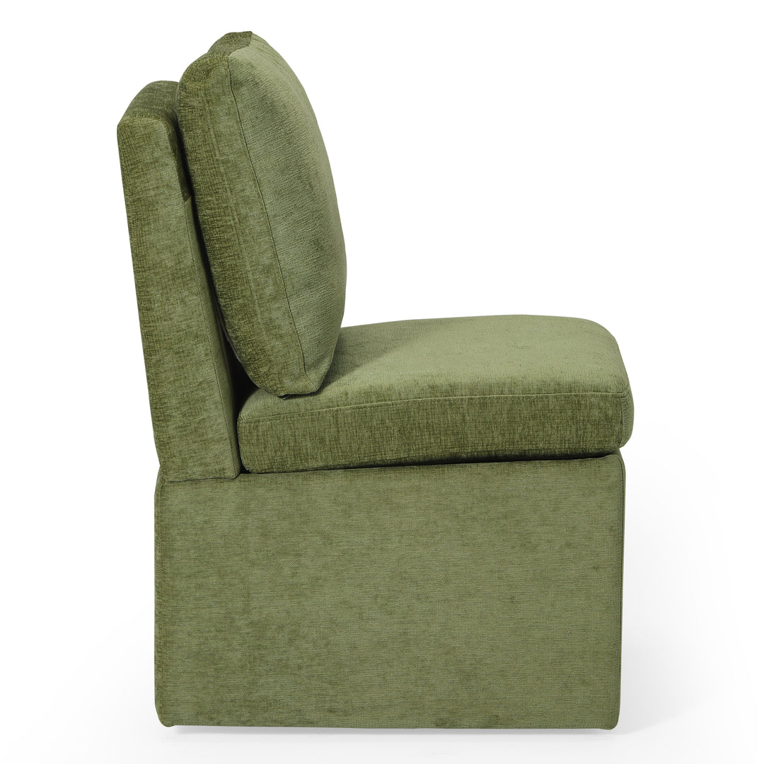 Soho Modern Upholstered Chenille Armless Dining Chairs With Casters (Set of 4)