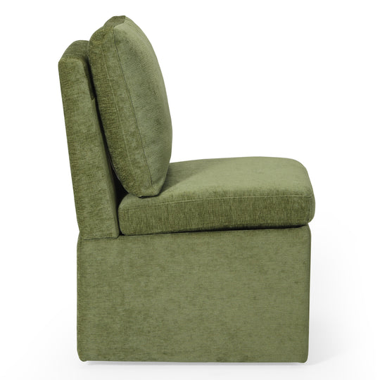 Soho Modern Upholstered Chenille Armless Dining Chairs With Casters (Set of 4)