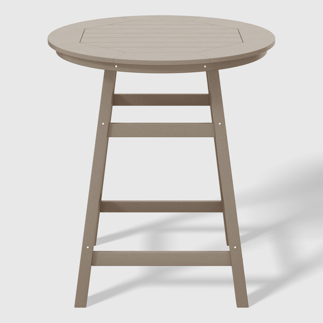 Malibu 5-Piece HDPE Outdoor Patio Dining Bar Bistro Table Set with Counter High Round Bar Stools